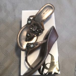 Nine West metallic jeweled wedge sandal